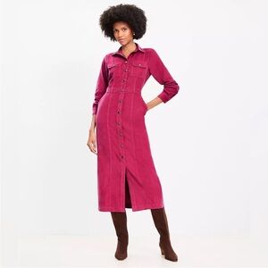 LOFT Corduroy Midi Pocket Shirtdress